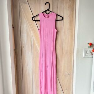 SKIMS Ribbed Maxi Dress Color Bubblegum Size XS Brand New